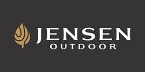 A black and white photo of the jensen outdoor logo.